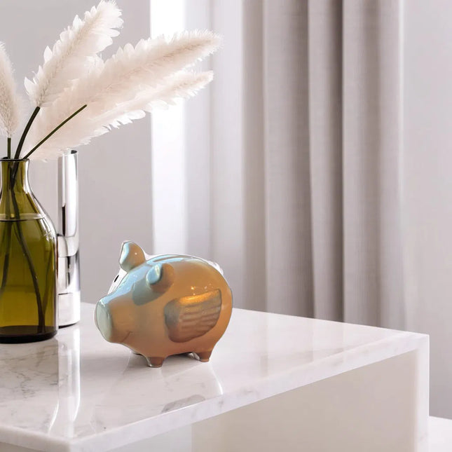 Keramikas krājkase – eņģeļa cūciņa, sudraba