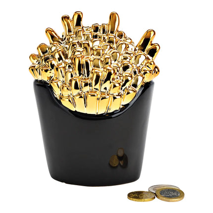 Keramikas krājkasīte “kartupeļi kārbiņa” – melna ar zelta akcentu