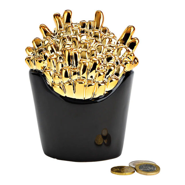 Keramikas krājkasīte “kartupeļi kārbiņa” – melna ar zelta akcentu