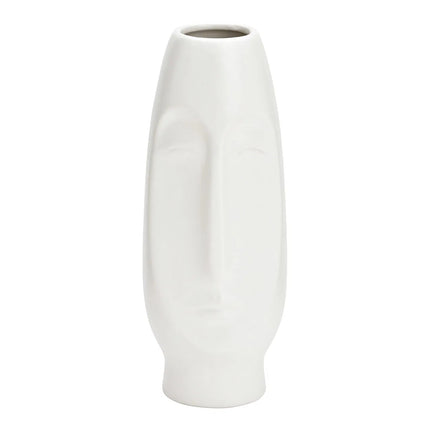 Keramikas vāze ar sejas motīvu – balta, 22 cm