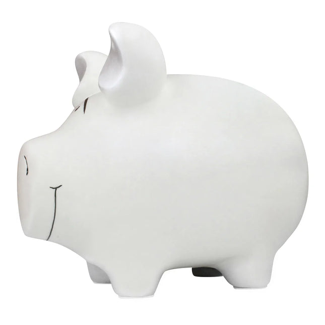 Keramikas krājkasīte – balta, klasisks dizains (M izmērs)