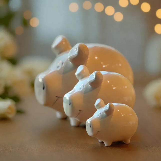 Keramikas krājkasīte – balta, klasisks dizains (M izmērs)