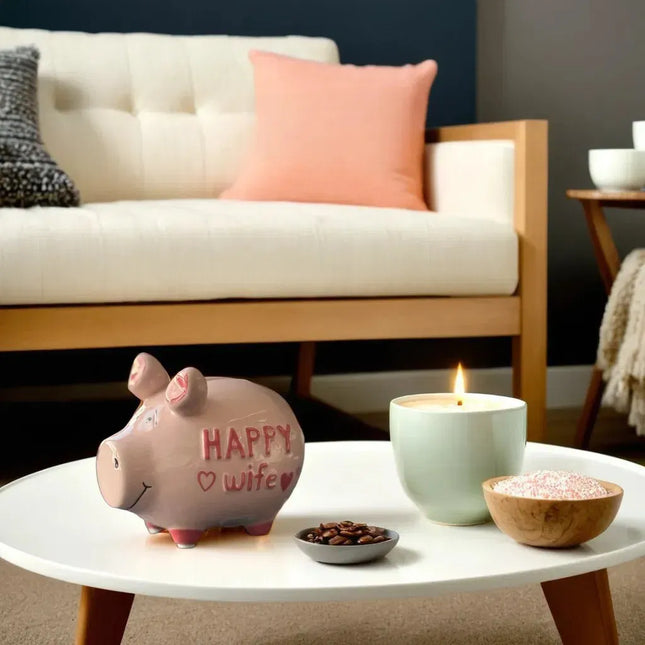 Keramikas krājkase – cūciņa “Happy Wife”, rozā