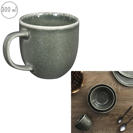 ''Black Forest'' zaļā keramikas krūze 300 ml – stoneware dizains