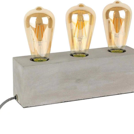 Galda lampa ar trim spuldzēm industriālā stilā (betona dizains)