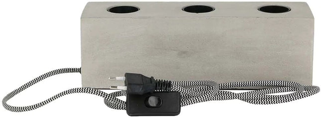 Galda lampa ar trim spuldzēm industriālā stilā (betona dizains)