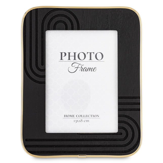 Dekoratīvs foto rāmis melns ar zelta apmali