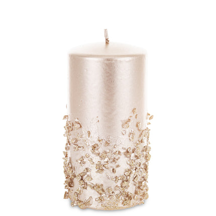 Dekoratīvā cilindra svece ar kristālisku akmentiņu apdari, pieejams četros toņos