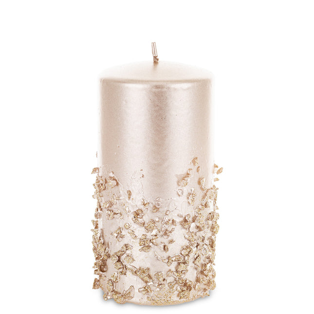 Dekoratīvā cilindra svece ar kristālisku akmentiņu apdari, pieejams četros toņos