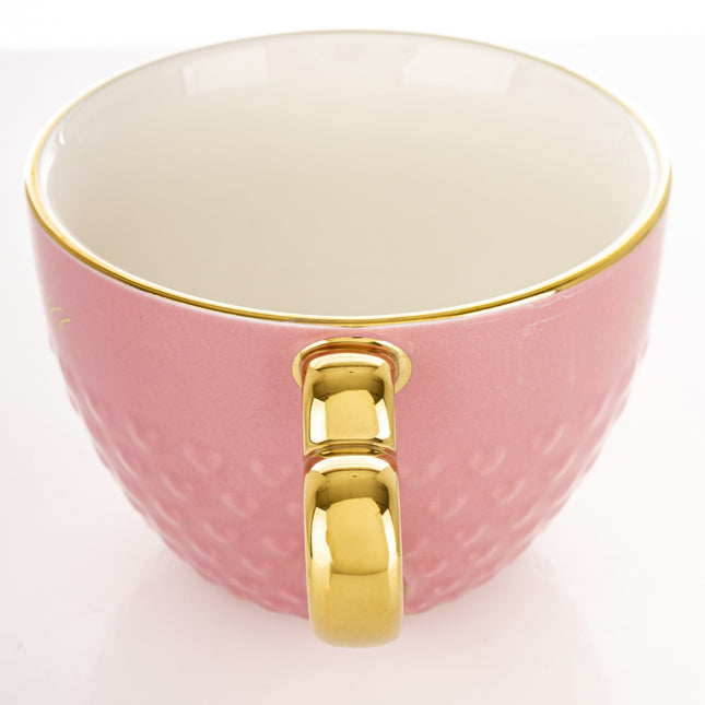 Porcelāna krūze “Happiness” ar sirds formas zelta rokturi