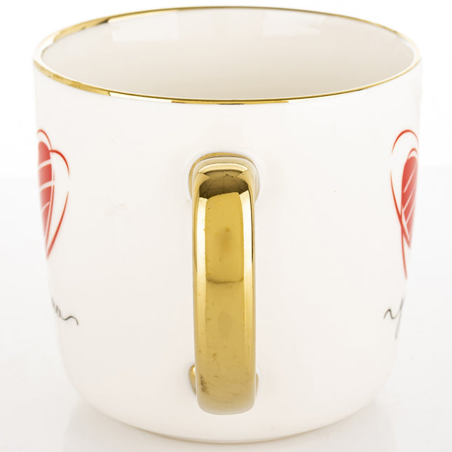 Porcelāna krūze “You ♥ Me” ar zelta rokturi