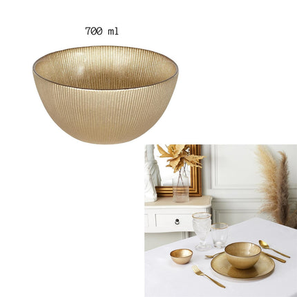 Zelta stikla bļoda 700 ml – elegants galda dekors un servēšanai