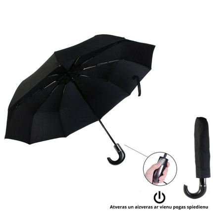 Automātisks saliekams lietussargs – melns, Ø 100 cm
