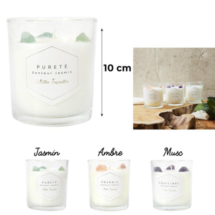 Aromātiska svece ar dekoratīviem akmeņiem