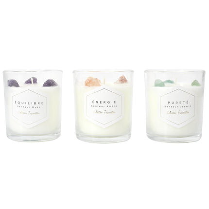 Aromātiska svece ar dekoratīviem akmeņiem