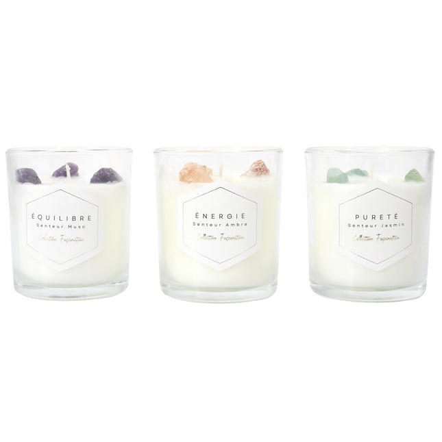 Aromātiska svece ar dekoratīviem akmeņiem