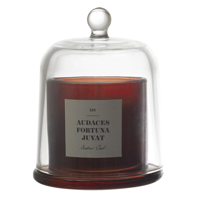 Aromātiskā svece stikla traukā ar stikla kupolu