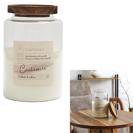 Aromātiskā svece “Caresse – Cachemire” ar koka vāciņu