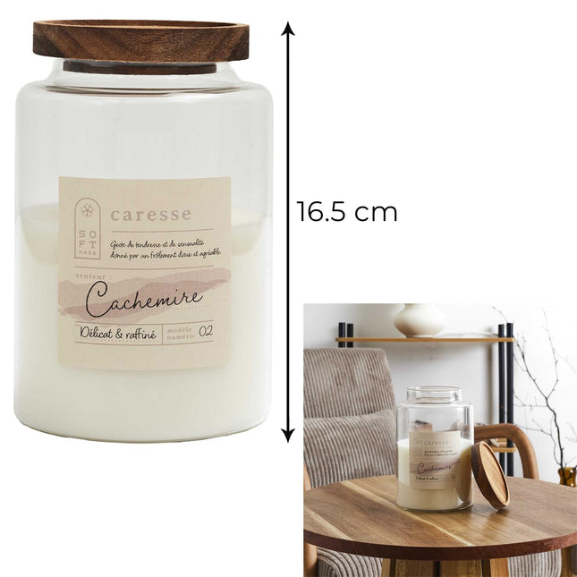 Aromātiskā svece “Caresse – Cachemire” ar koka vāciņu
