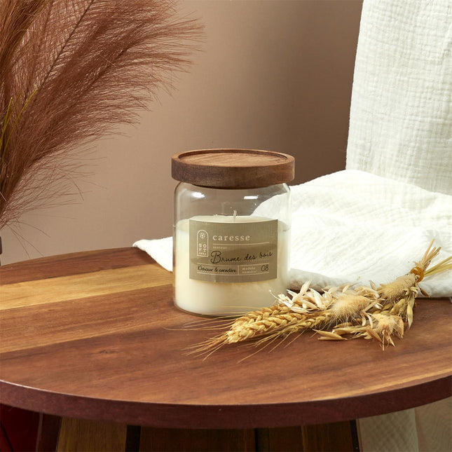 Aromātiska svece H11.5CM KAŠMIRS - MEŽA MIGLA - KOKVILNAS ZIEDS