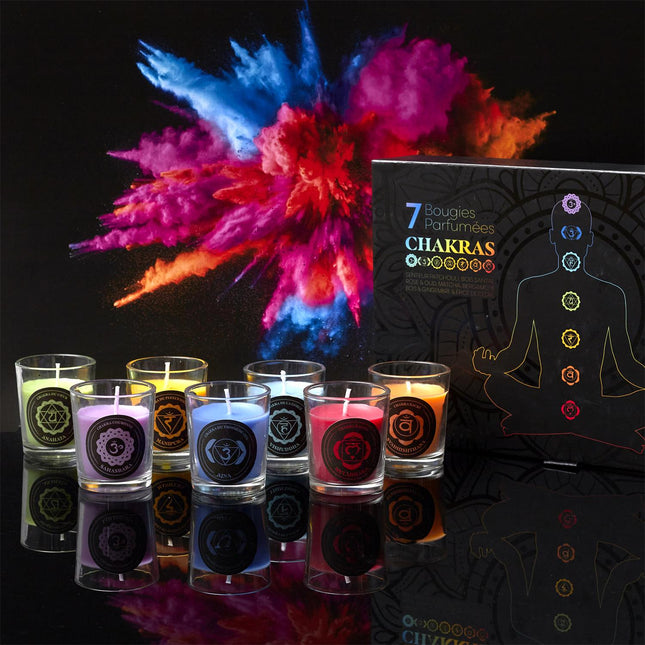 7 aromātisko sveču komplekts “Chakras” – Enerģijas līdzsvaram un harmonijai