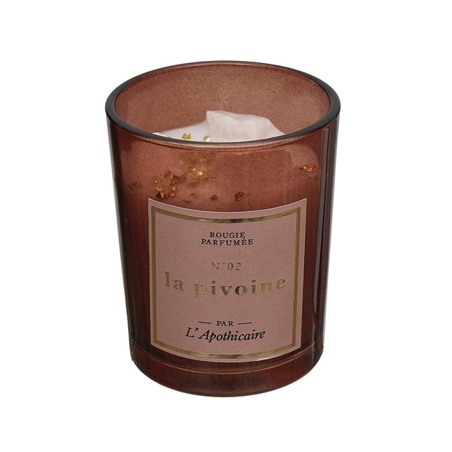 Mini aromātiskā svece ar dekoratīviem akmentiņiem “L’Apothicaire” – 6.5 cm (vairāki aromāti)