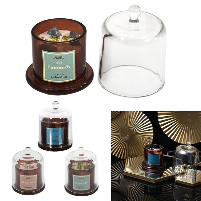 Aromātiskā svece ar dekoratīviem akmentiņiem “L’Apothicaire”  stikla kupolā