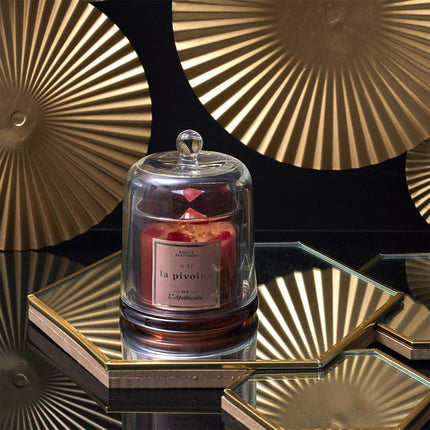 Aromātiskā svece ar dekoratīviem akmentiņiem “L’Apothicaire”  stikla kupolā