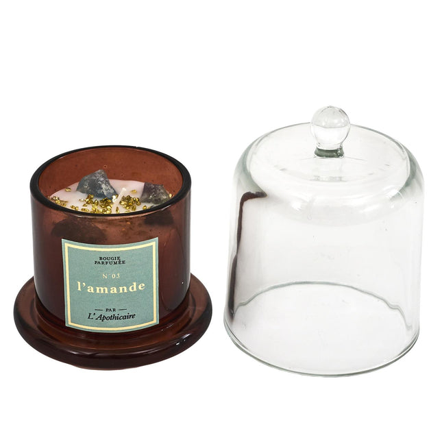 Aromātiskā svece ar dekoratīviem akmentiņiem “L’Apothicaire”  stikla kupolā