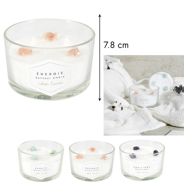 Aromātiska svece ar dekoratīviem akmeņiem