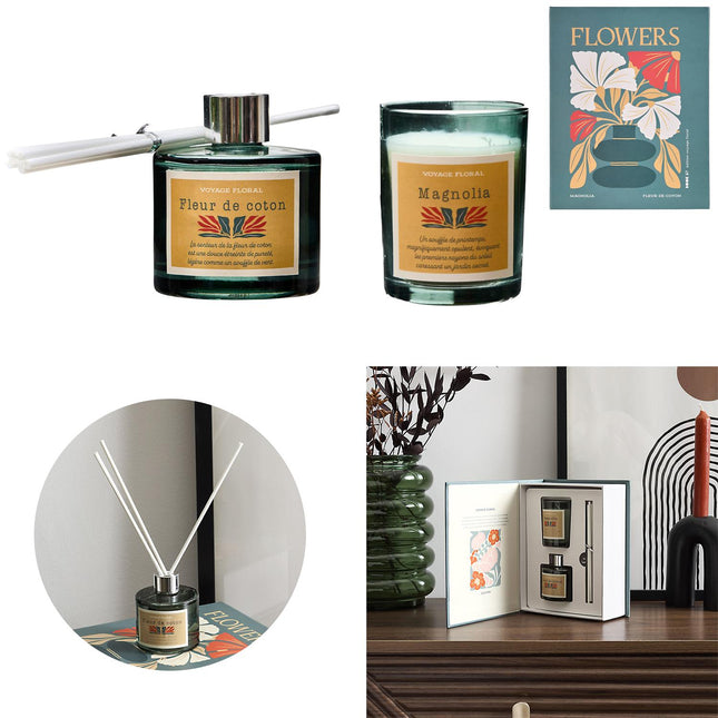 Dāvanu komplekts “Voyage Floral” – aromātiskā svece + difuzors