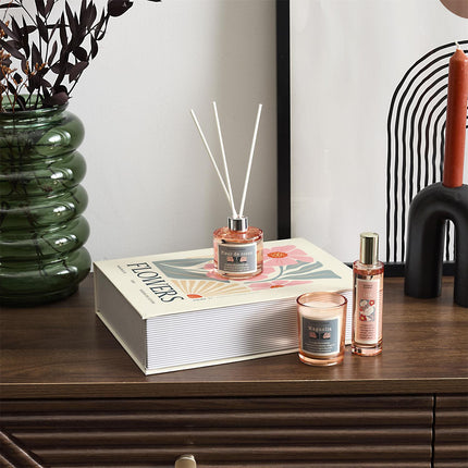 Dāvanu komplekts “Voyage Floral – FLOWERS”  Aromātiskais sprejs + difuzors + svece