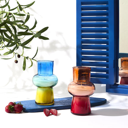 Aromātiskā svece krāsainā stikla burbuļvāzē – 53 h degšanas laiks | Passion Fruit & Matcha