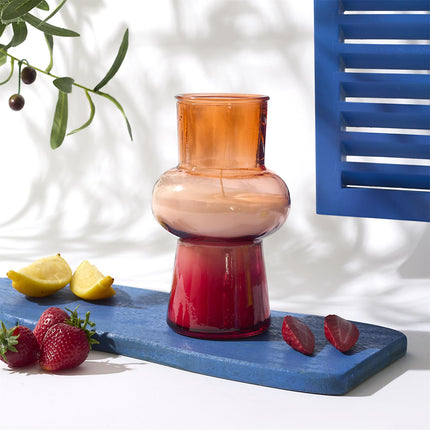 Aromātiskā svece krāsainā stikla burbuļvāzē – 53 h degšanas laiks | Passion Fruit & Matcha