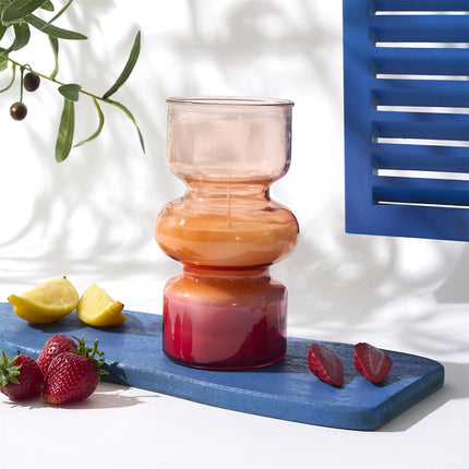 Aromātiskā svece krāsainā stikla burbuļvāzē – 53 h degšanas laiks | Passion Fruit & Matcha