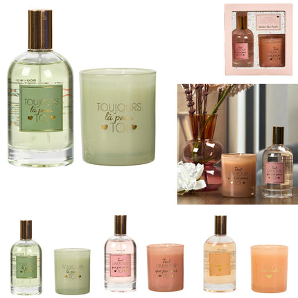 Aromātiskā svece un telpas spreja dāvanu komplekts “For Her” – 100 ml + 12h