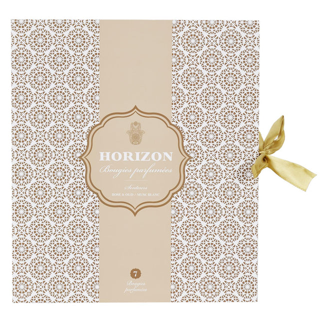 Sveču Dāvanu komplekts “Horizon Collection” – 7 dekoratīvās sveces ar Hamsa simbolu