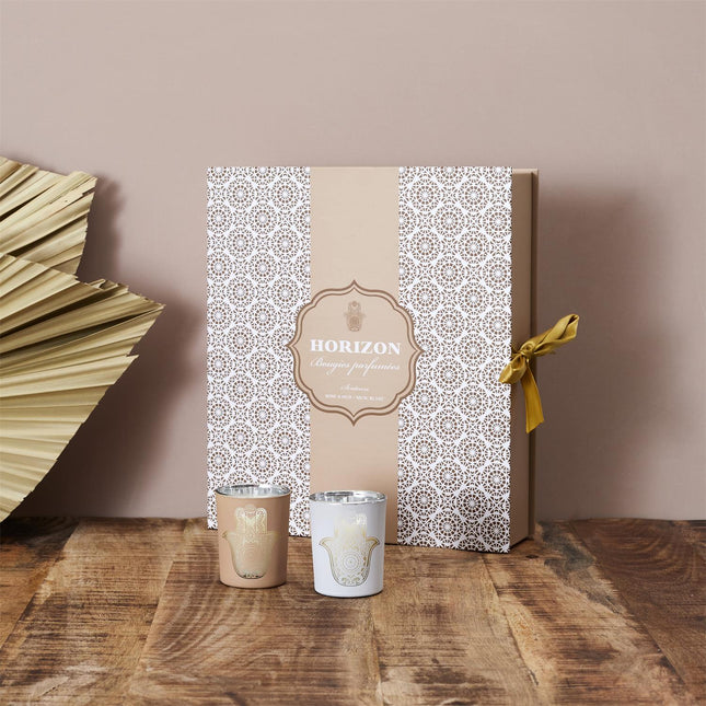 Sveču Dāvanu komplekts “Horizon Collection” – 7 dekoratīvās sveces ar Hamsa simbolu