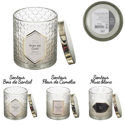 Aromātiskā svece stikla traukā ar vāciņu