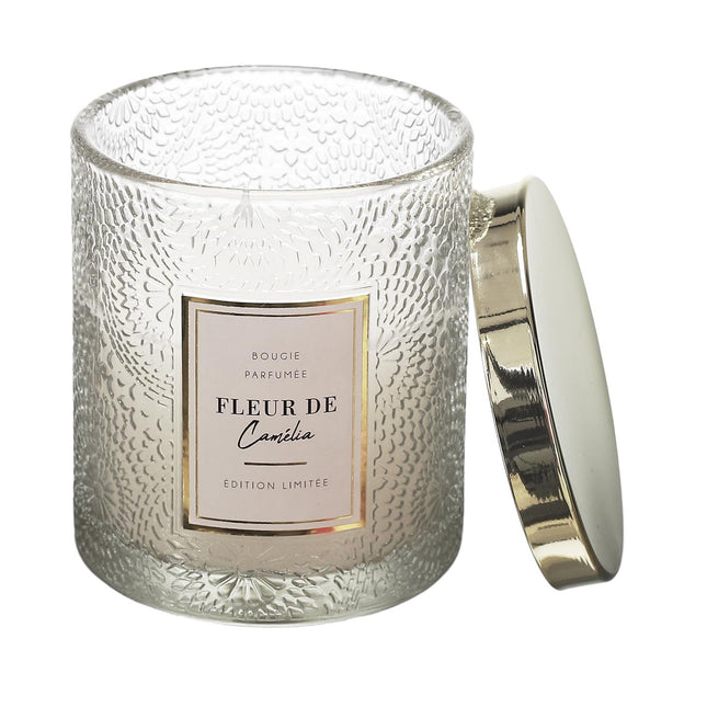 Aromātiskā svece stikla traukā ar vāciņu