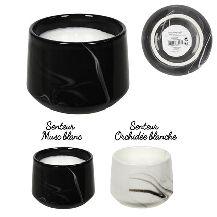 Aromātiskā svece marmora dizaina traukā