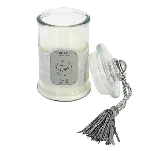 Aromātiskā svece stikla traukā ar vāciņu