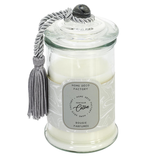 Aromātiskā svece stikla traukā ar vāciņu