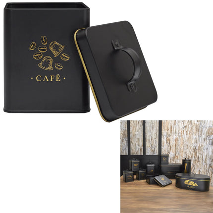 Melns, zelts metāla virtuves organizātors