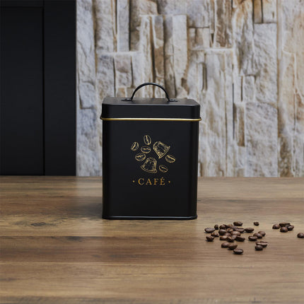 Melns, zelts metāla virtuves organizātors