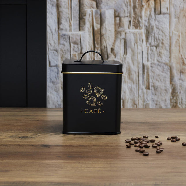 Melns, zelts metāla virtuves organizātors