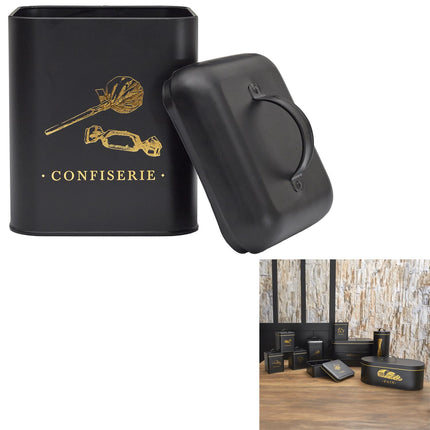 Melns, zelts metāla virtuves organizātors