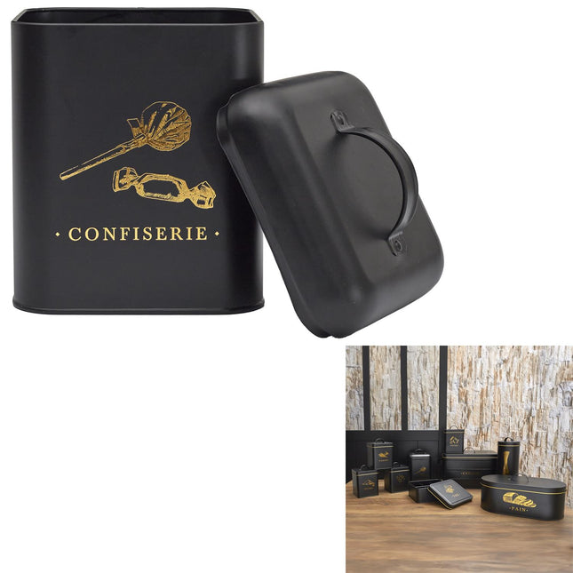 Melns, zelts metāla virtuves organizātors