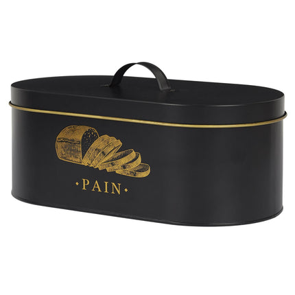 Metāla maizes trauks– melns ar zelta detaļām |