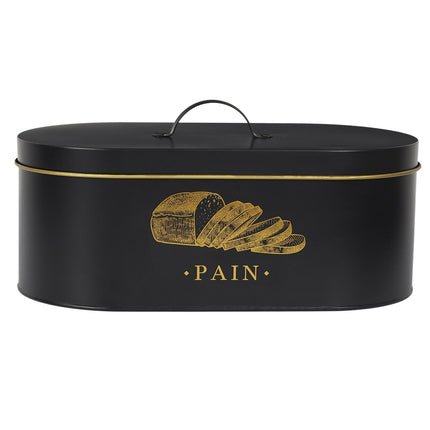 Metāla maizes trauks– melns ar zelta detaļām |